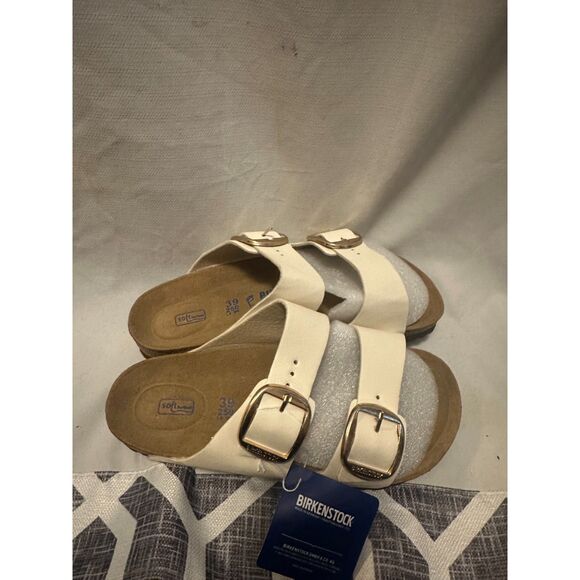 NWT Birkenstock Arizona Soft Footbed Nubuk Leather Buckle Slides Size 39 W8 - Picture 3 of 6
